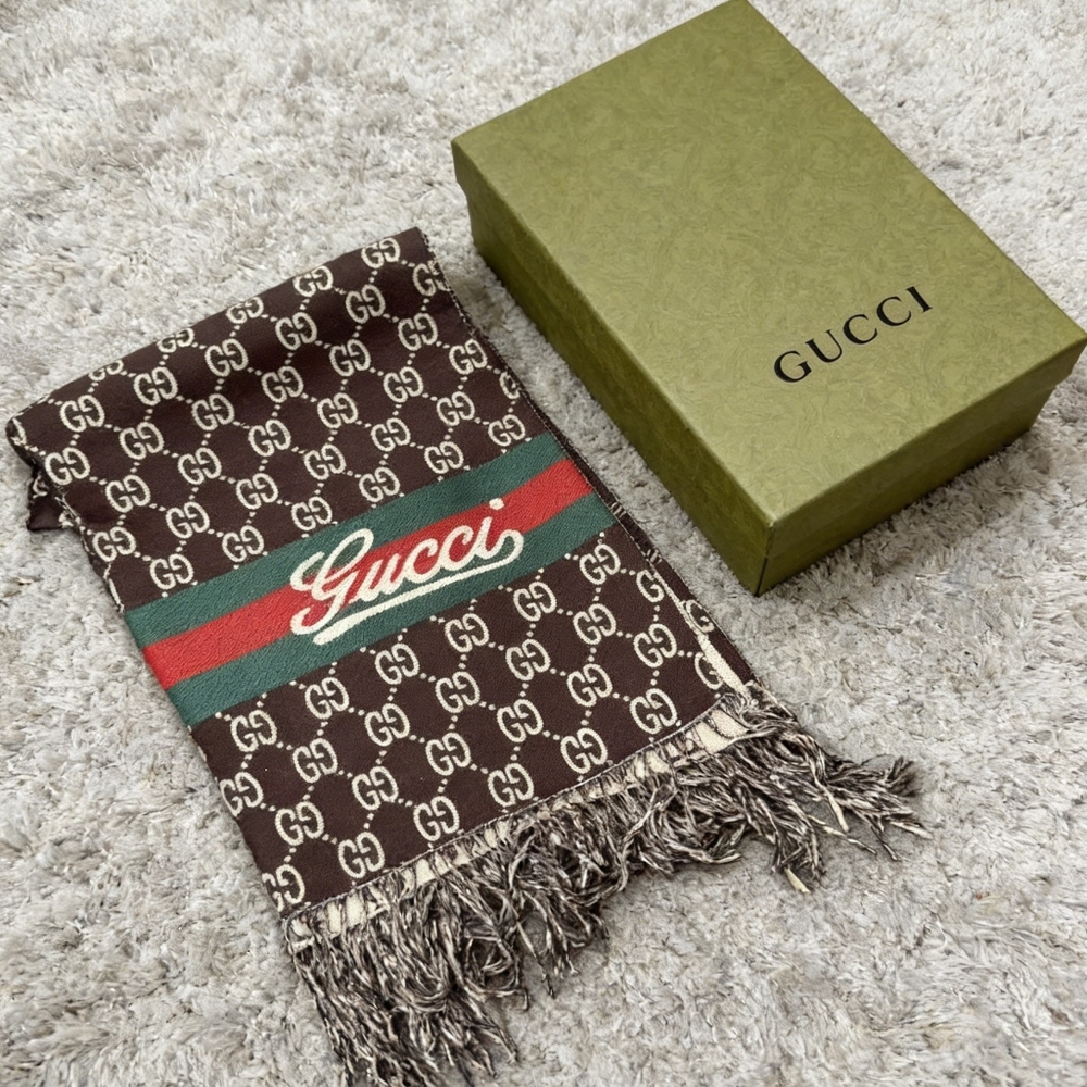 Gucci GG Monogram Web Stripe Scarf